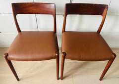 Pair 1960s Danish Rosewood Niels Møller M. 77 Dining Chairs Møllers Møbelfabrik