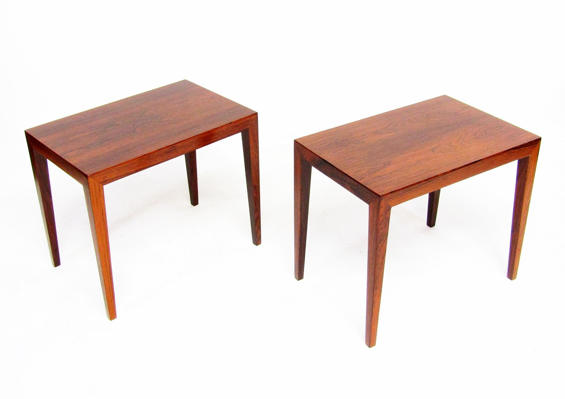 Pair 1960s Danish Rosewood Bedside Lamp Tables By Severin Hansen For Haslev For Sale 3