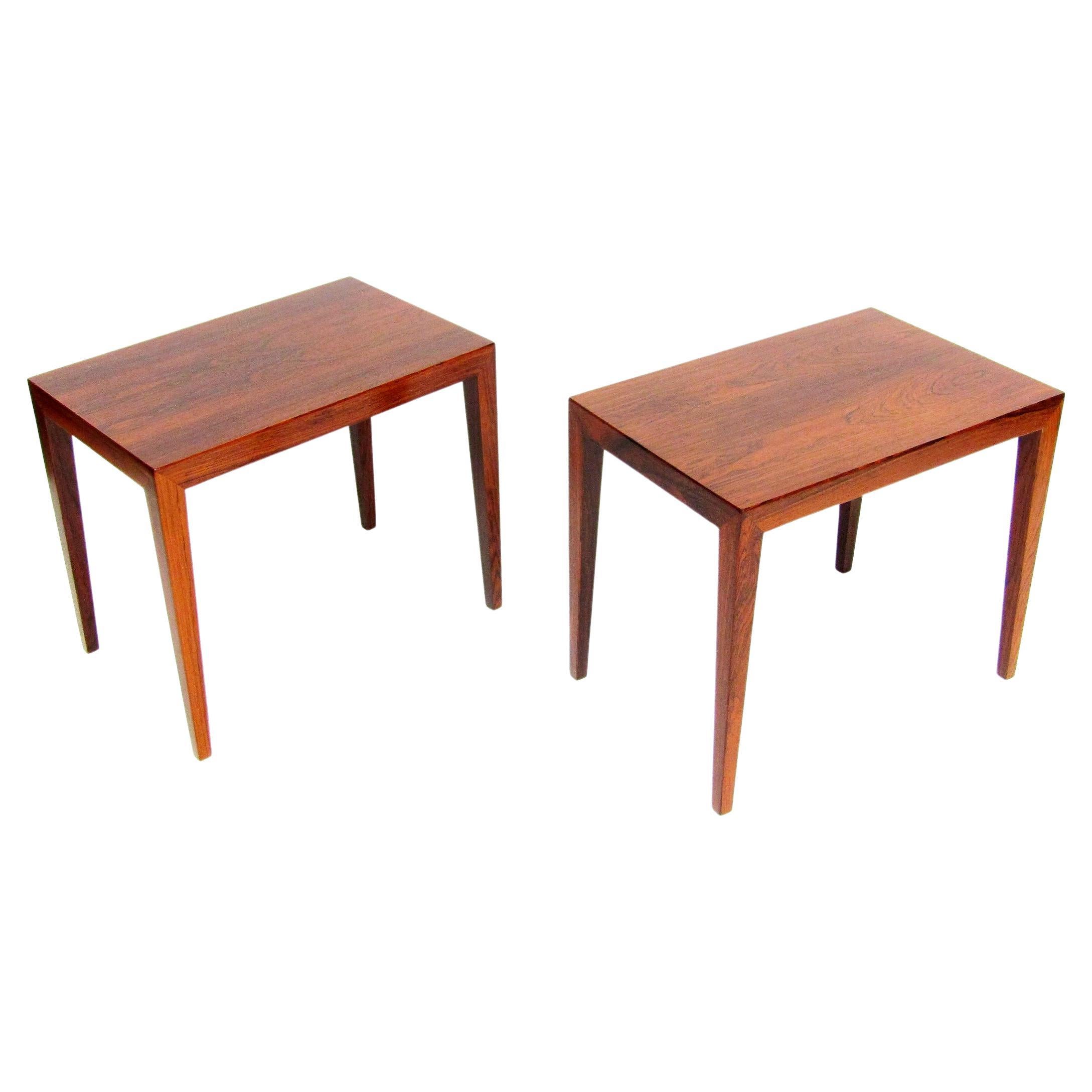 Pair 1960s Danish Rosewood Bedside Lamp Tables By Severin Hansen For Haslev