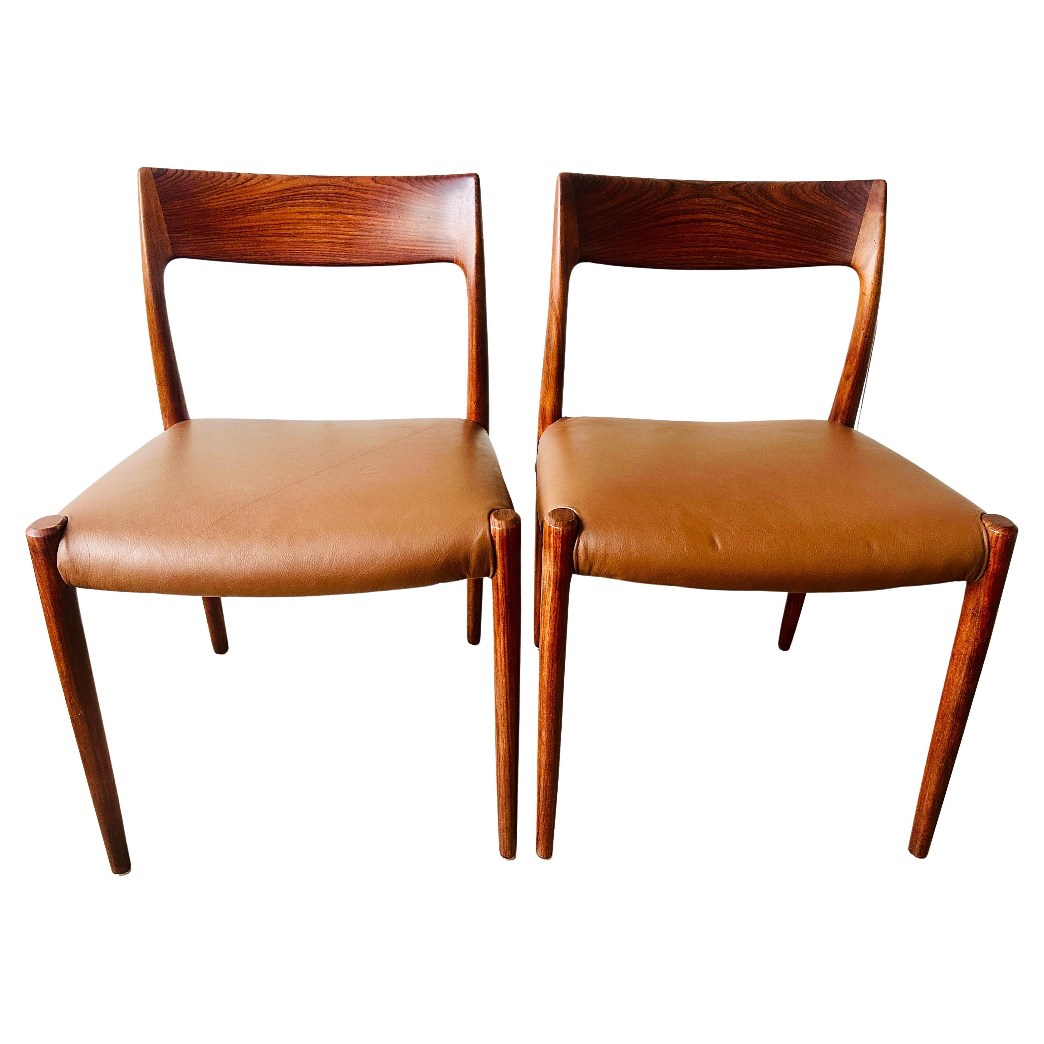 Pair 1960s Danish Rosewood Niels Møller M. 77 Dining Chairs Møllers Møbelfabrik For Sale