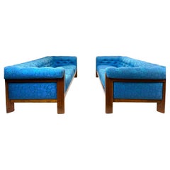 Pair 1960's Danish Sofa With Vintage Upholstery