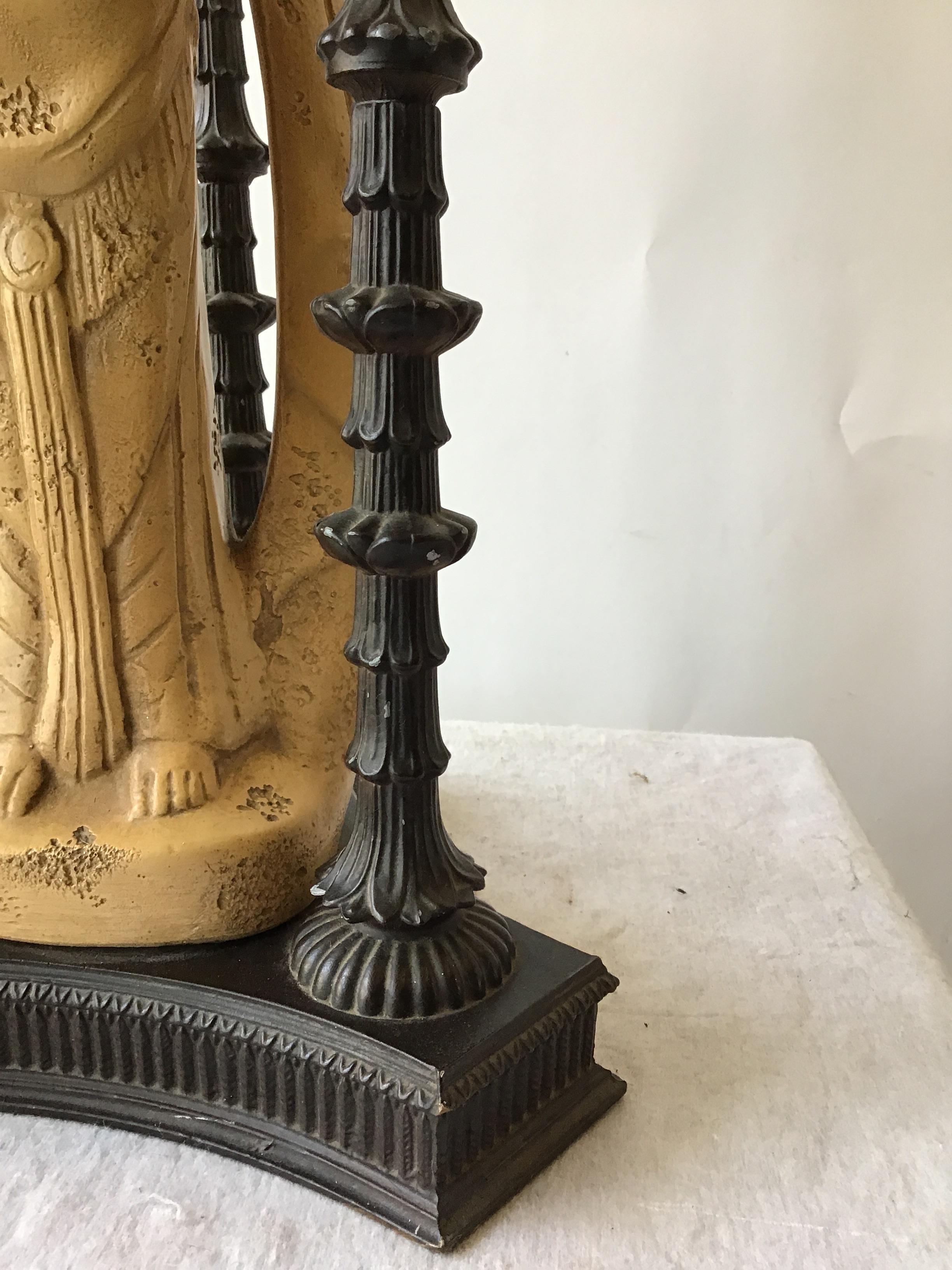 Pair of 1960s Figural Plaster Asian Lamps 10