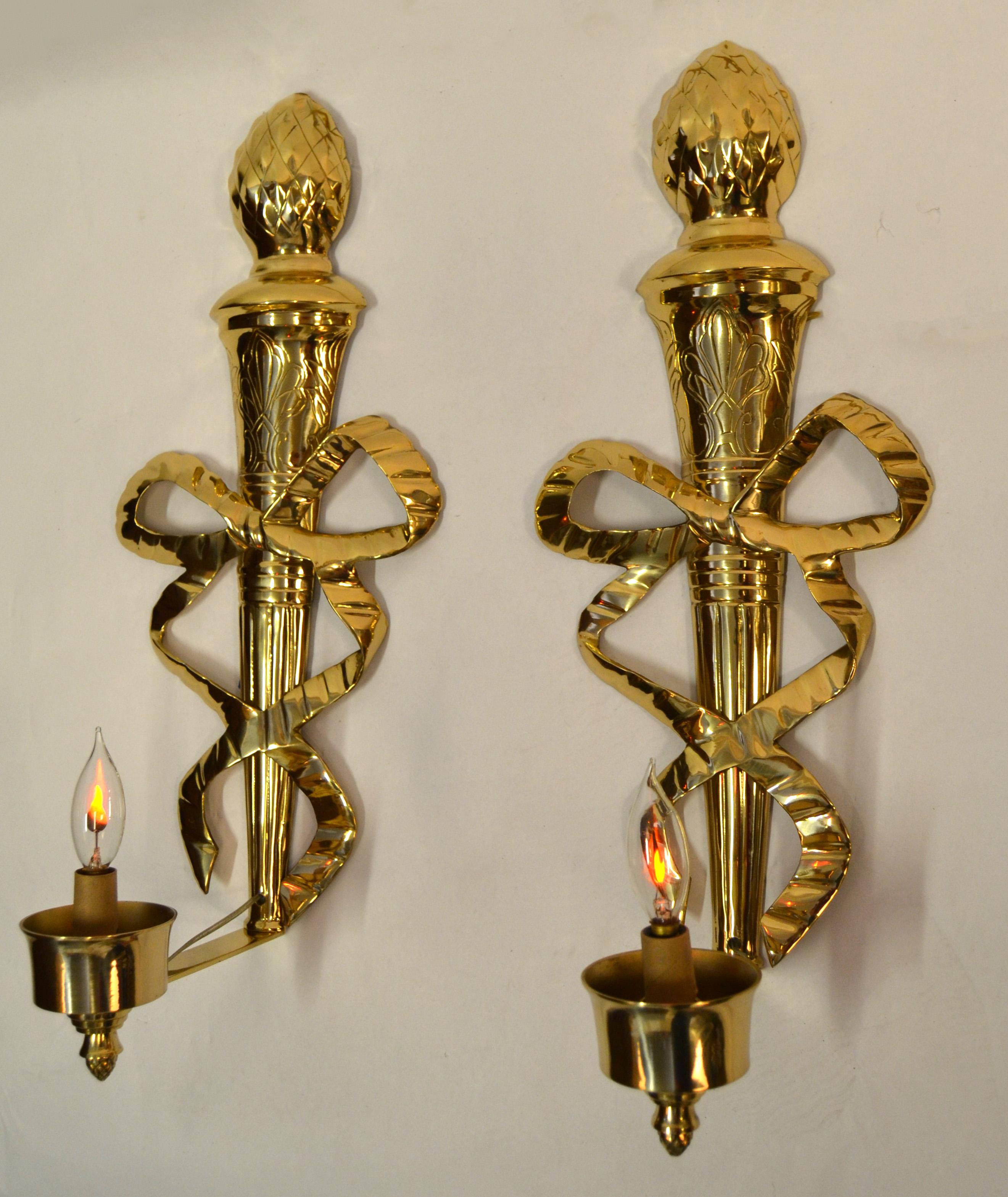 brass bow wall sconce