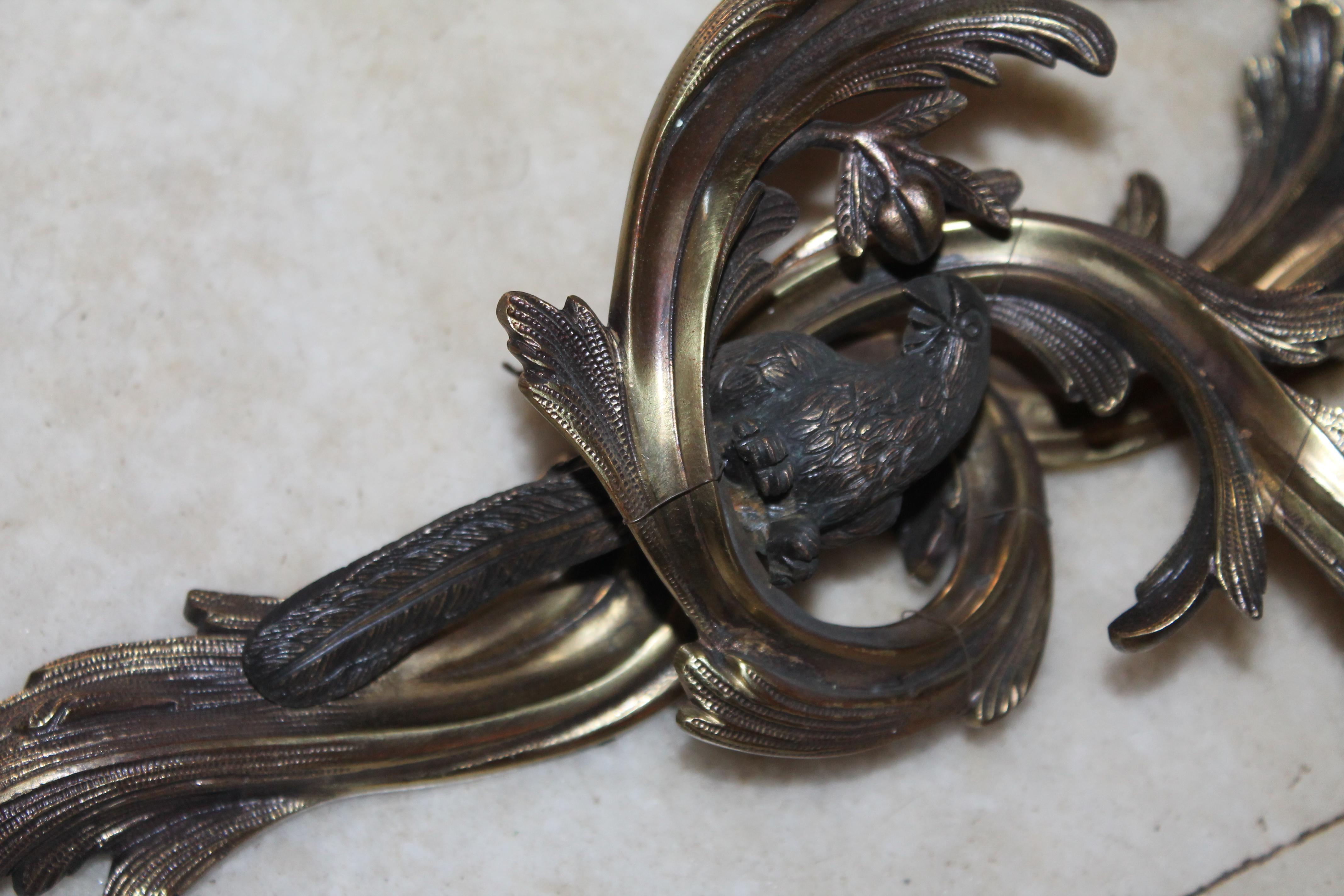 Pair 1960's French Louis XV style Bronze Parrot Sconces style Maison Bagues For Sale 8