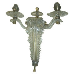 Pair 1960's French Mid Century Modern Lucite Formed Feather / Plume Wall Sconces