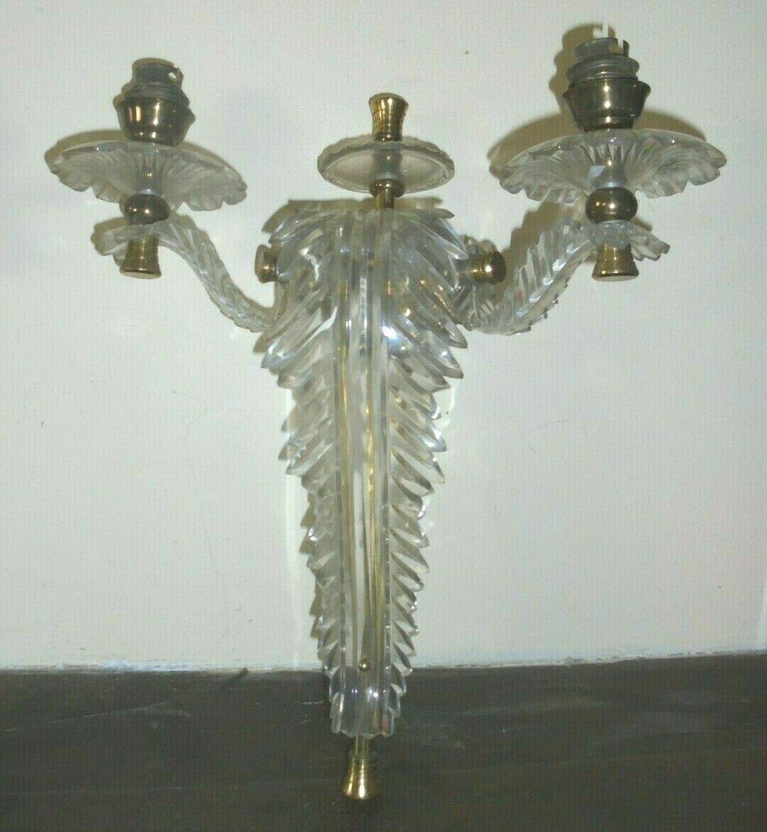 Mid-Century Modern Pair 1960's French Mid Century Modern Lucite Formed Feather / Plume Wall Sconces For Sale
