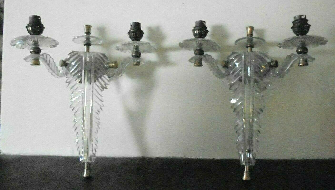 Pair 1960's French Mid Century Modern Lucite Formed Feather / Plume Wall Sconces For Sale 4
