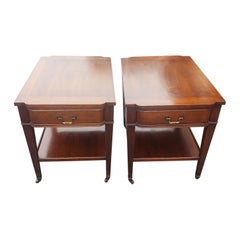 Pair 1960s Georgetown Galleries 2-Tier Holliwood Regency Mahogany Side Tables