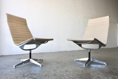 Pair 1960s Herman Miller Eames Aluminum Group Lounge Chairs