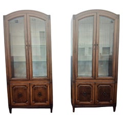 Pair 1960's Italian Provincial Tall Arched Top Display Cabinets