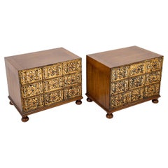 Pair 1960's John Widdicomb Painted and Gilt Mahogany Bedside Chests