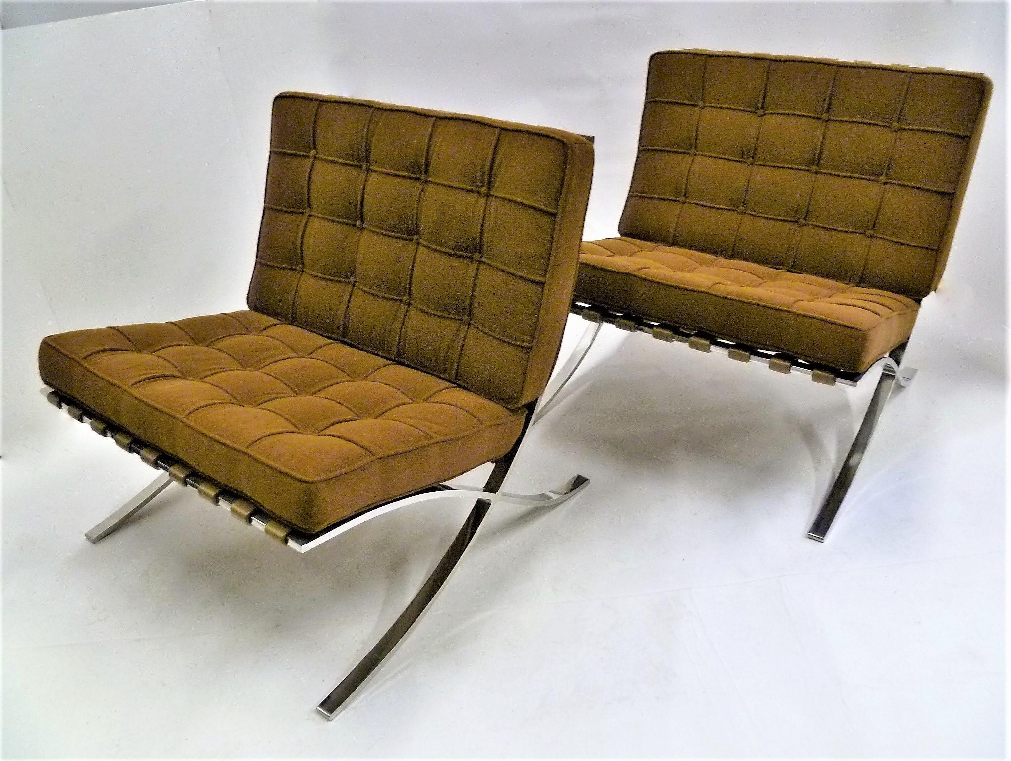 Steel Pair of 1960s Knoll Barcelona Chairs by Mies van der Rohe