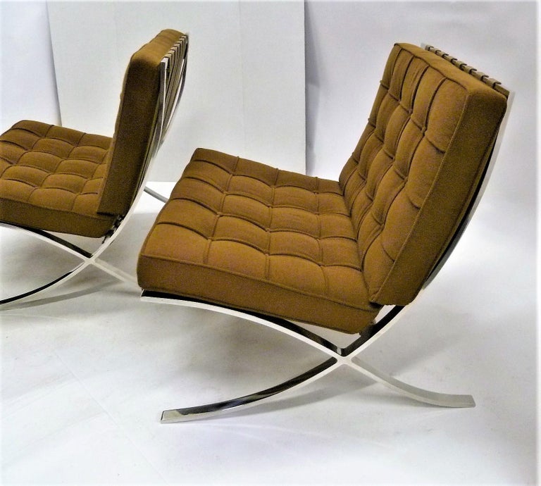 Pair of 1960s Knoll Barcelona Chairs by Mies van der Rohe at 1stDibs