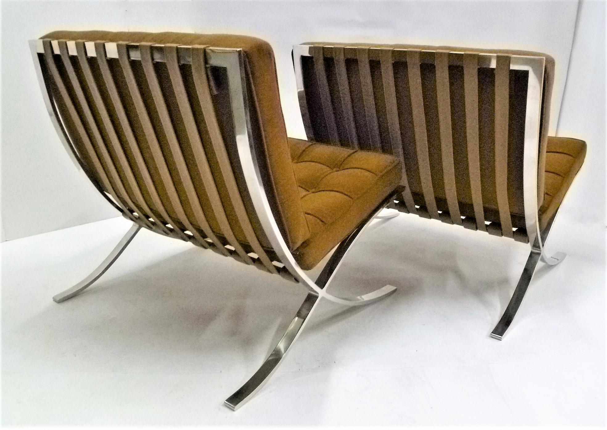 American Pair of 1960s Knoll Barcelona Chairs by Mies van der Rohe