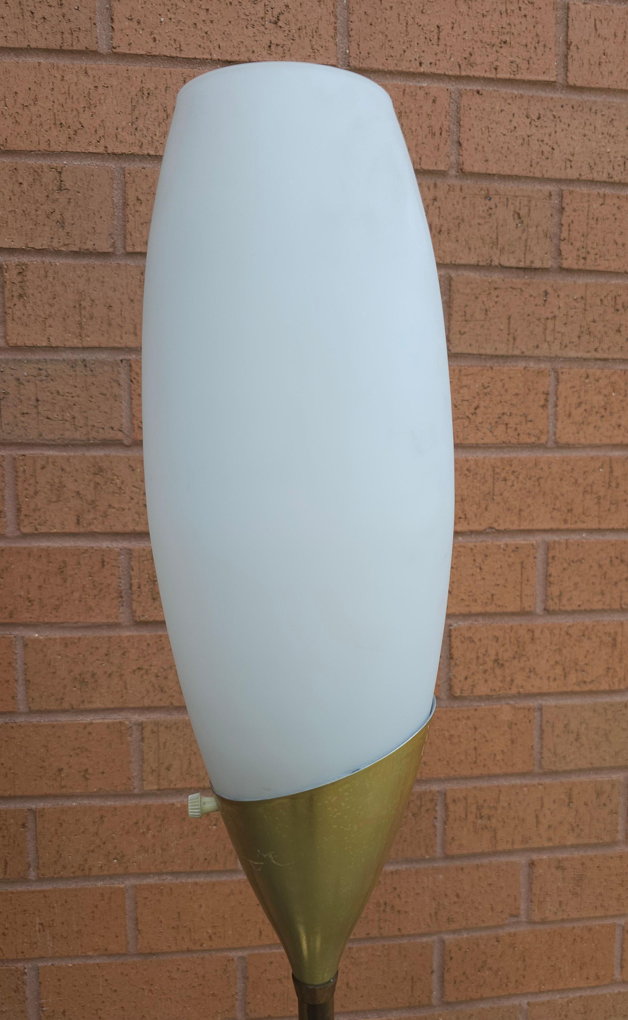American Pair 1960's Laurel Lamp Co. Tulip Glass & Brass Floor Lamp by GERALD THURSTON