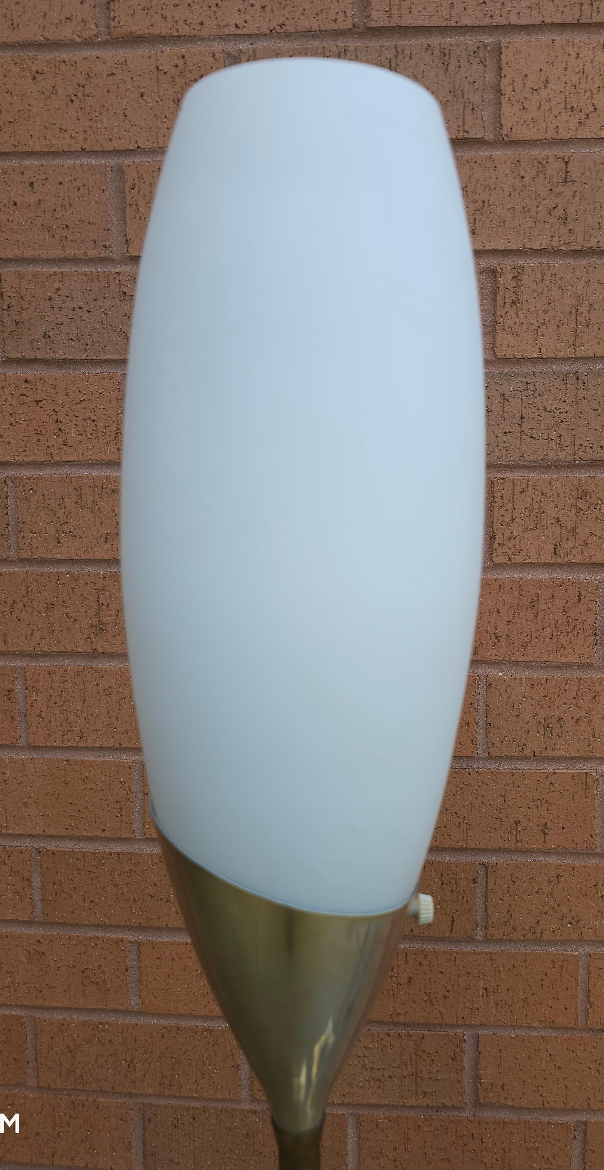 Other Pair 1960's Laurel Lamp Co. Tulip Glass & Brass Floor Lamp by GERALD THURSTON