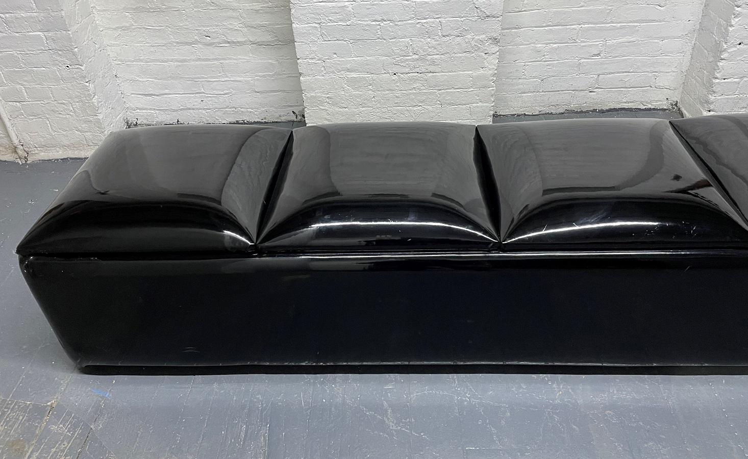 Pair 1960s Long Black Vinyl Benches In Good Condition For Sale In New York, NY