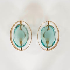 Pair 1960s Max Ingrand Fontana Arte ‘Micro’ Sconces Model 2240