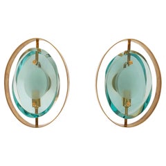 Pair 1960s Max Ingrand Fontana Arte ‘Micro’ Sconces Model 2240