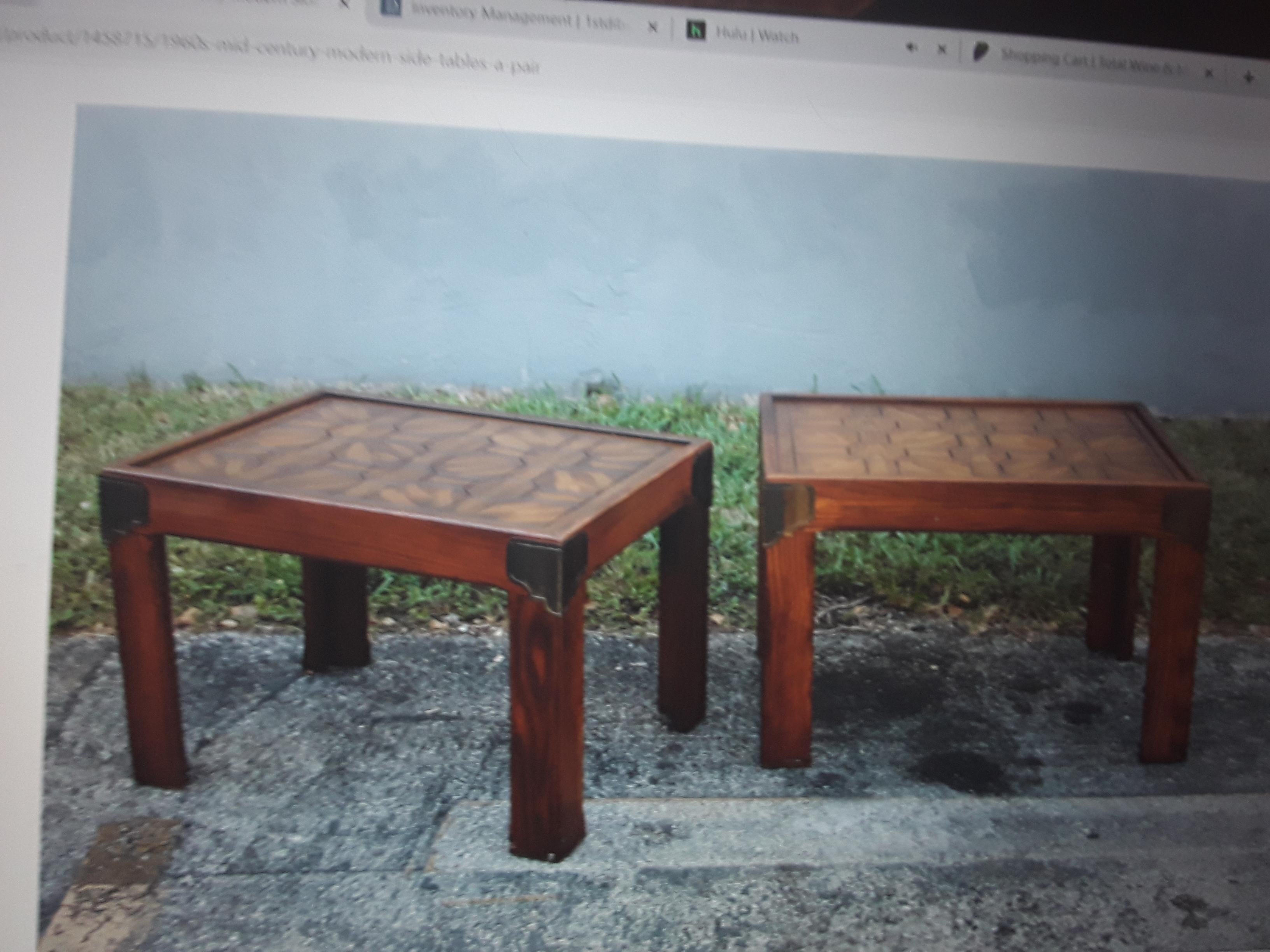 Wood Pair 1960's Mid Century Modern End/ Side Tables by Centurian  For Sale
