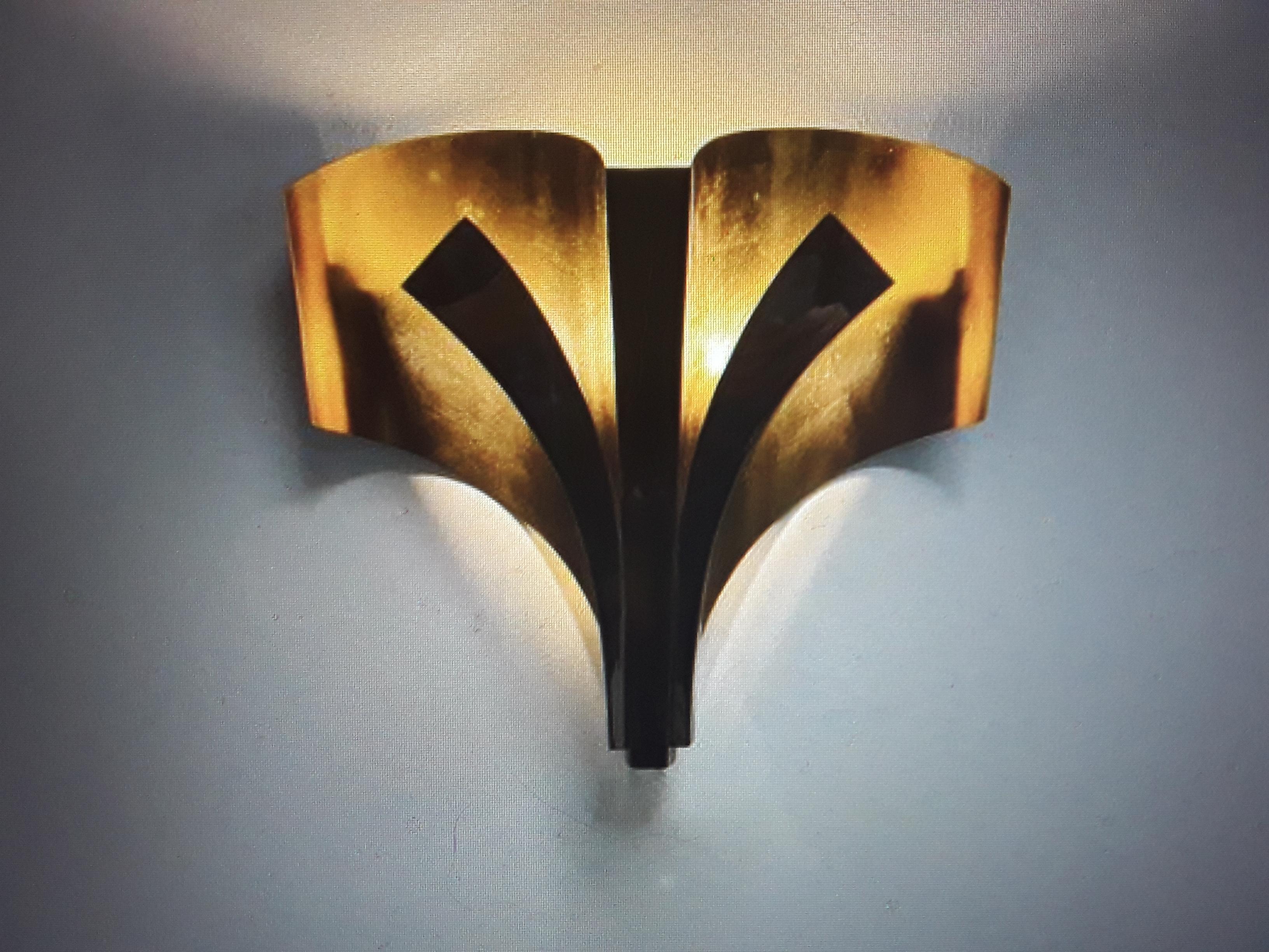 Pair 1960s Mid Century Modern Silver & Gilt- Formed Wall Sconces by MaisonBagues For Sale 10