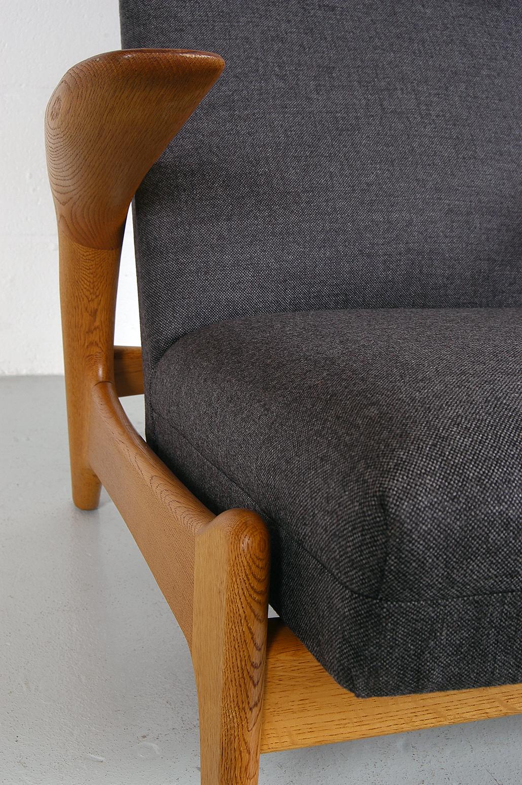 Pair 1960s Midcentury Oak + Grey Rock ‘n’ Rest Lounge Chairs by Rastad & Relling 7