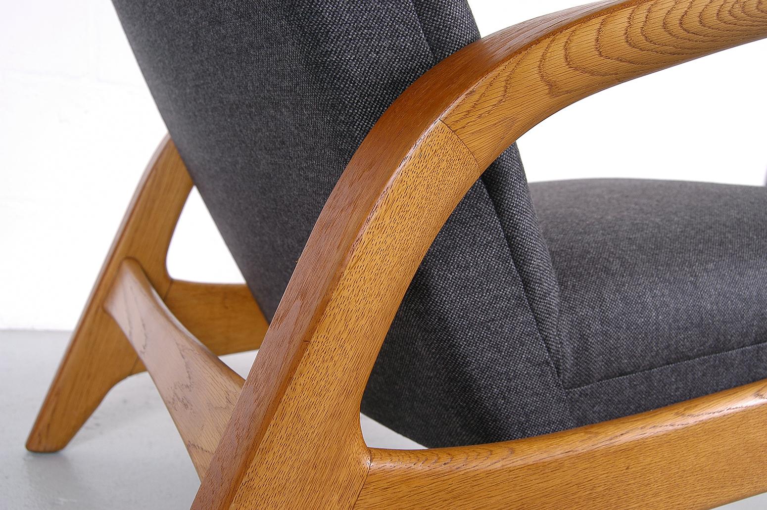 Pair 1960s Midcentury Oak + Grey Rock ‘n’ Rest Lounge Chairs by Rastad & Relling 2