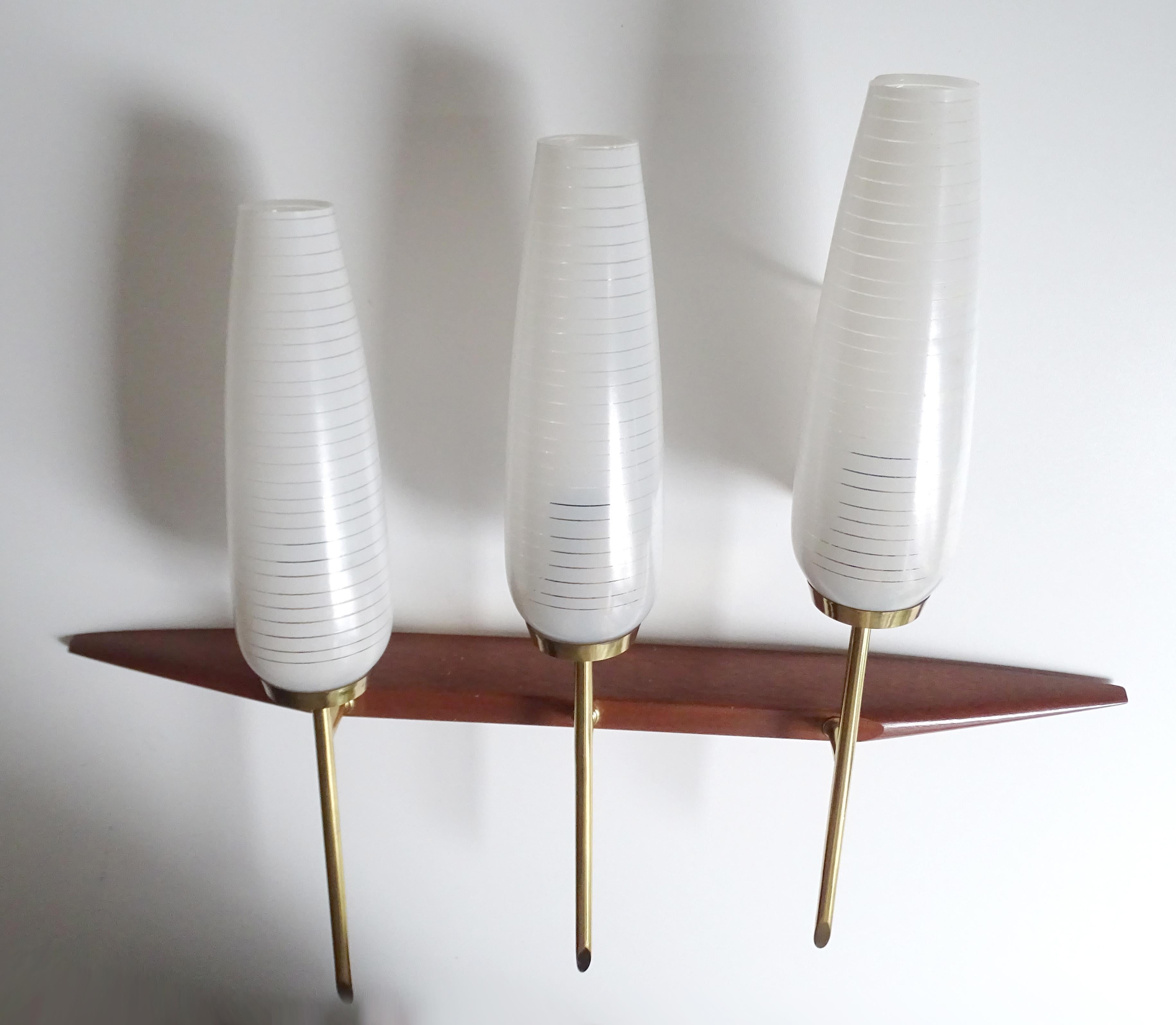 European  Pair of  French Mid Century Sconces, Maison Arlus, 1960s Danish Modern Style For Sale