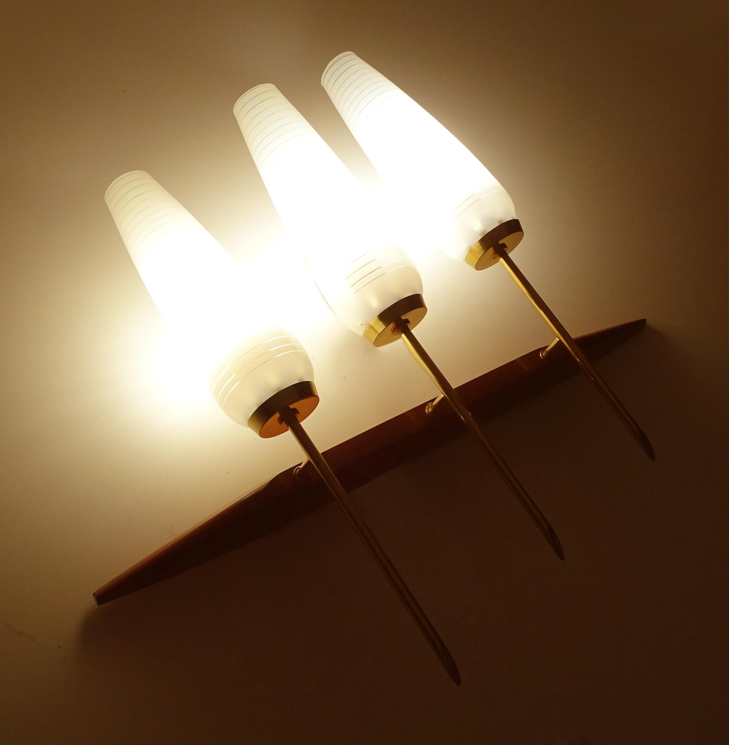  Pair of  French Mid Century Sconces, Maison Arlus, 1960s Danish Modern Style In Good Condition For Sale In Bremen, DE