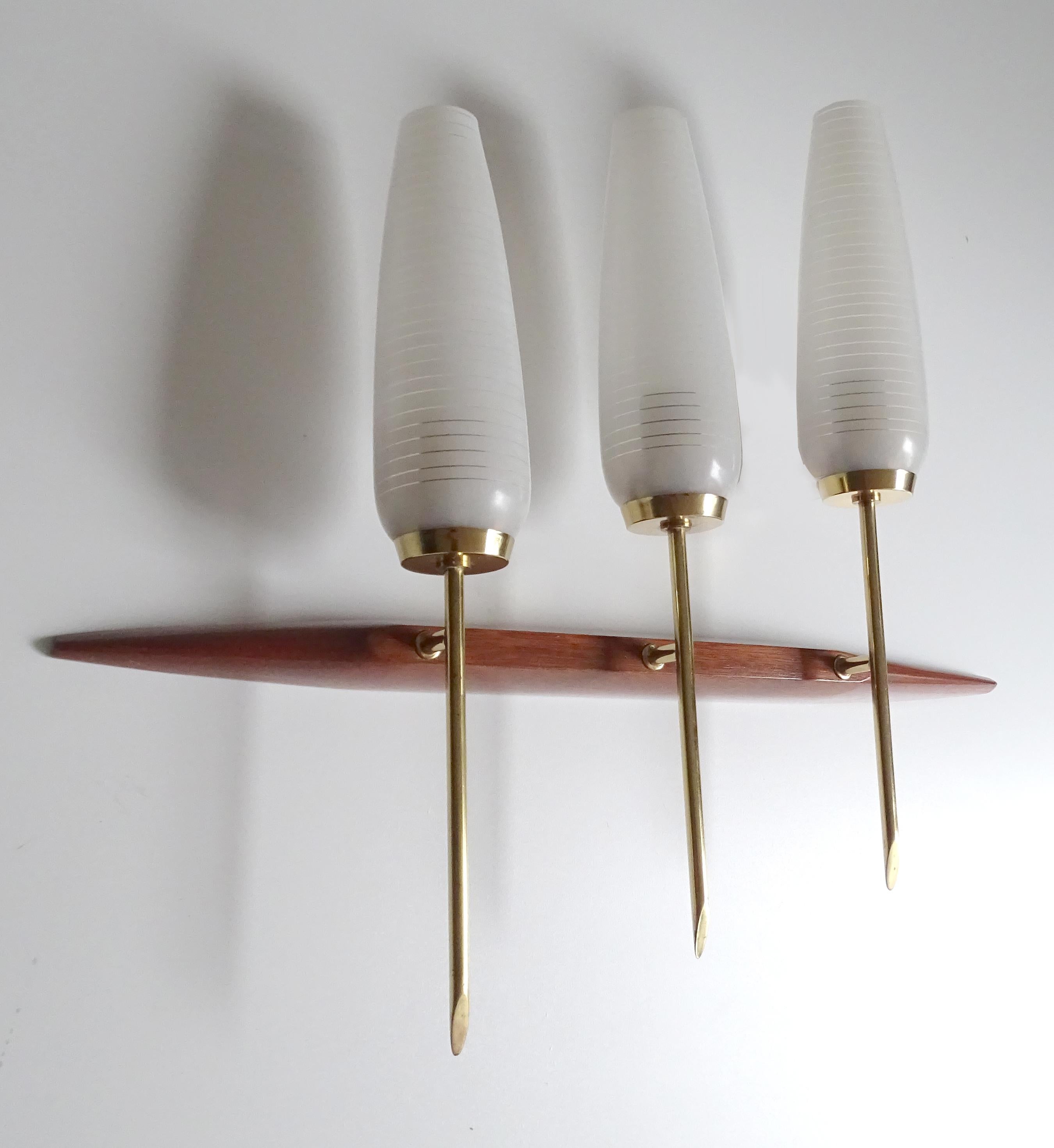 Brass  Pair of  French Mid Century Sconces, Maison Arlus, 1960s Danish Modern Style For Sale
