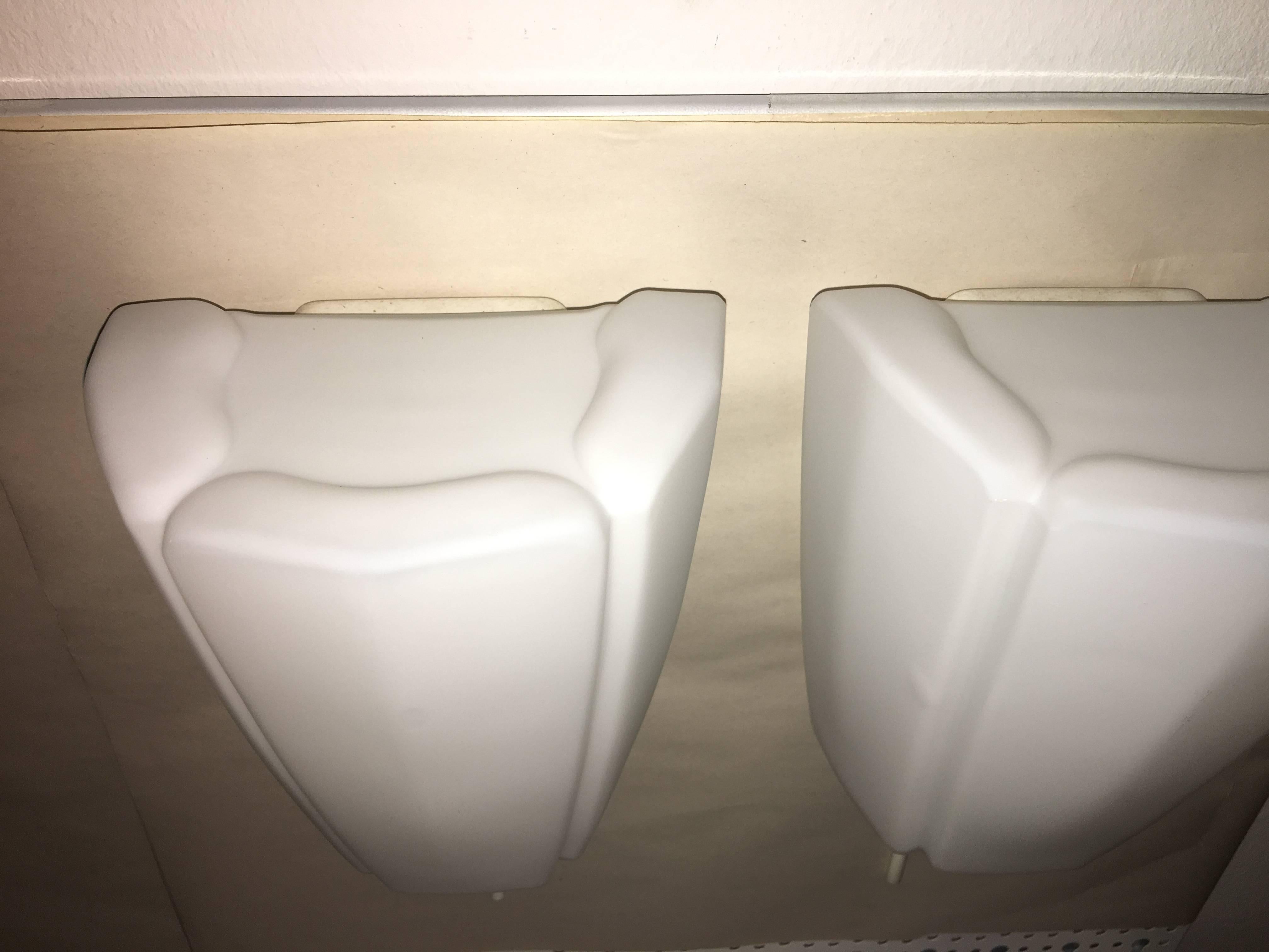 Pair of 1960s Milk Glass Sconces by Limburg Germany - 2 pair available In Good Condition For Sale In Frisco, TX