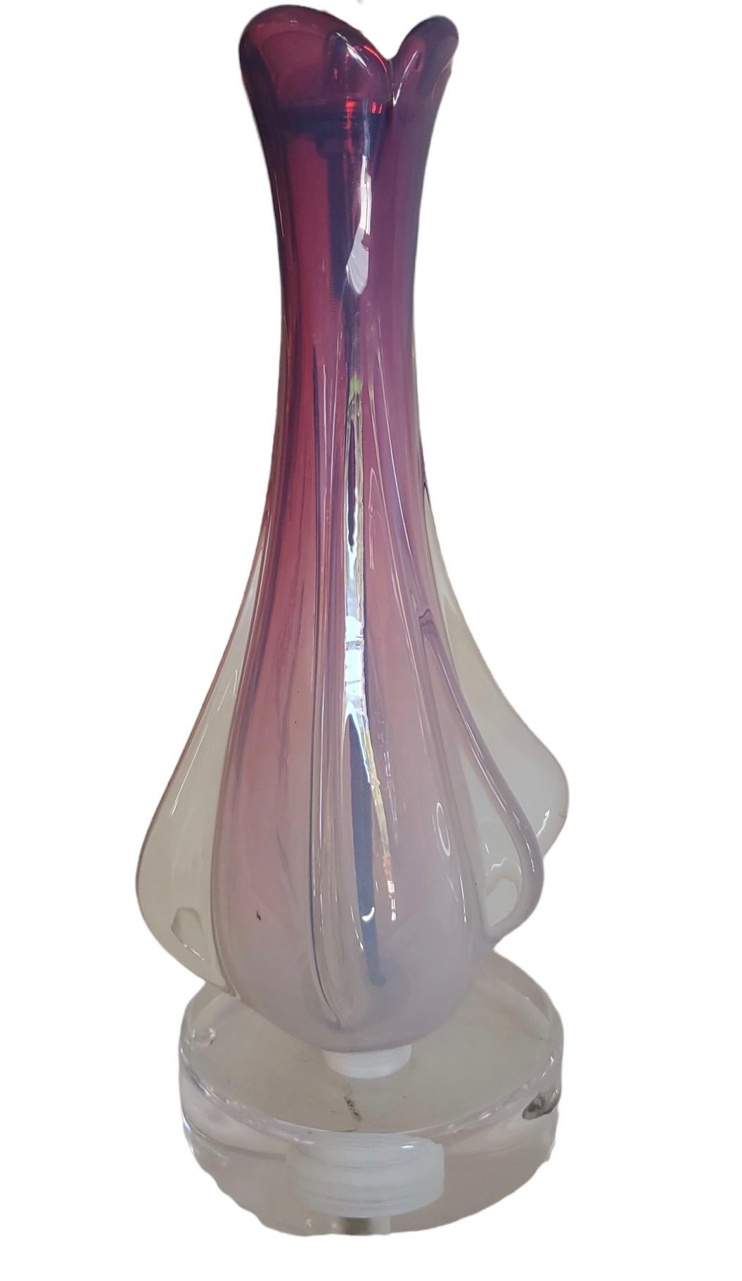 Italian Pair 1960s Murano Opaline Lamps For Sale