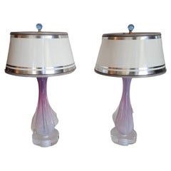 Pair 1960s Murano Opaline Lamps