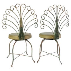 Pair, 1960's Peacock Garden or Vanity Chairs