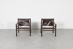 Paire de chaises de safari en cuir de style « Sirocco » des années 1960, signées Arne Norell