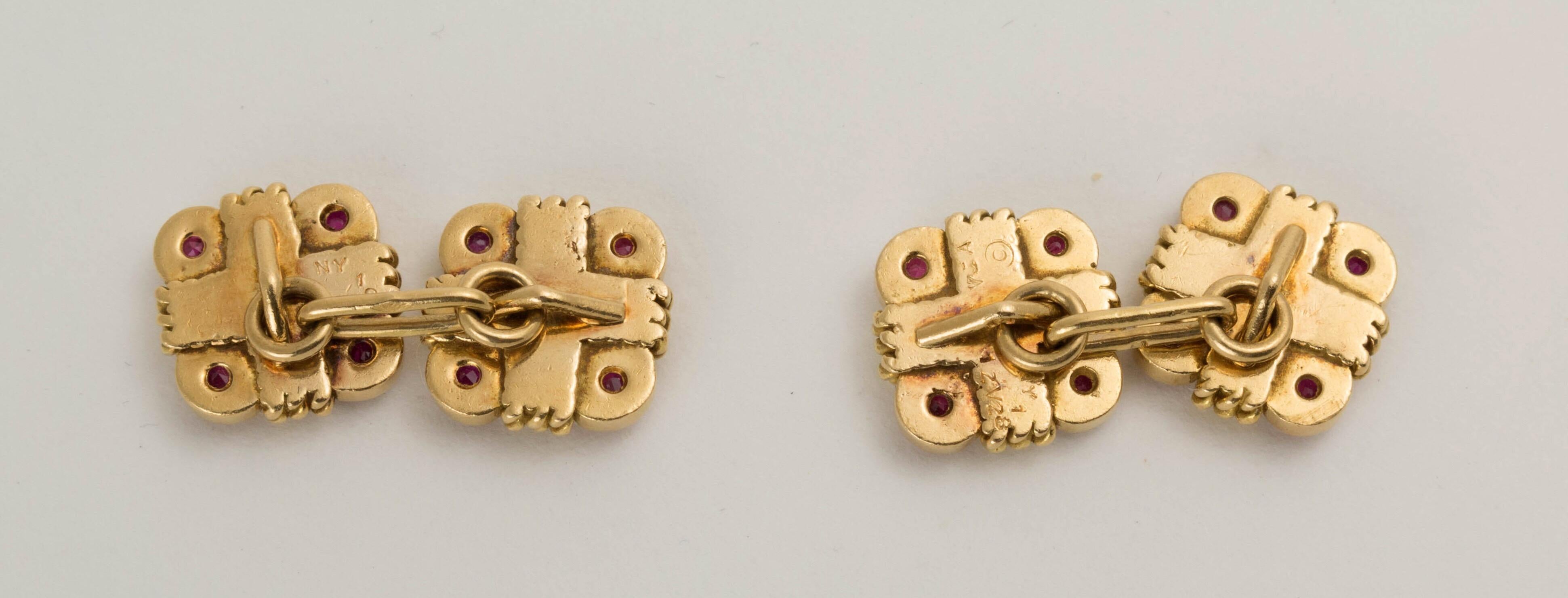 Modern Van Cleef & Arpels 1960's Gold and Ruby Cufflinks For Sale