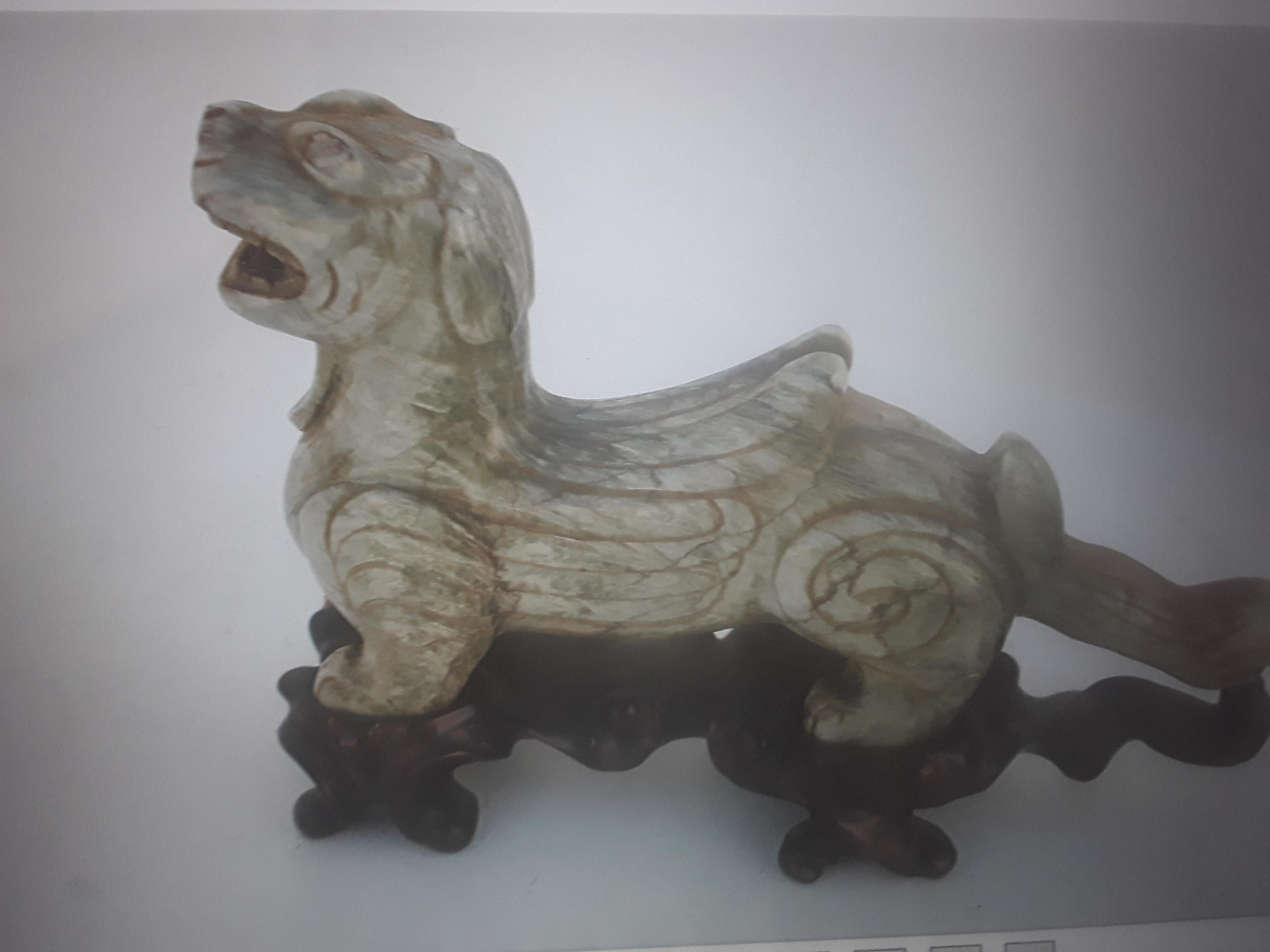 Paar 1960's Vintage Chinesisch Hand geschnitzt Stein Skulpturen von Foo Hunde im Angebot 4