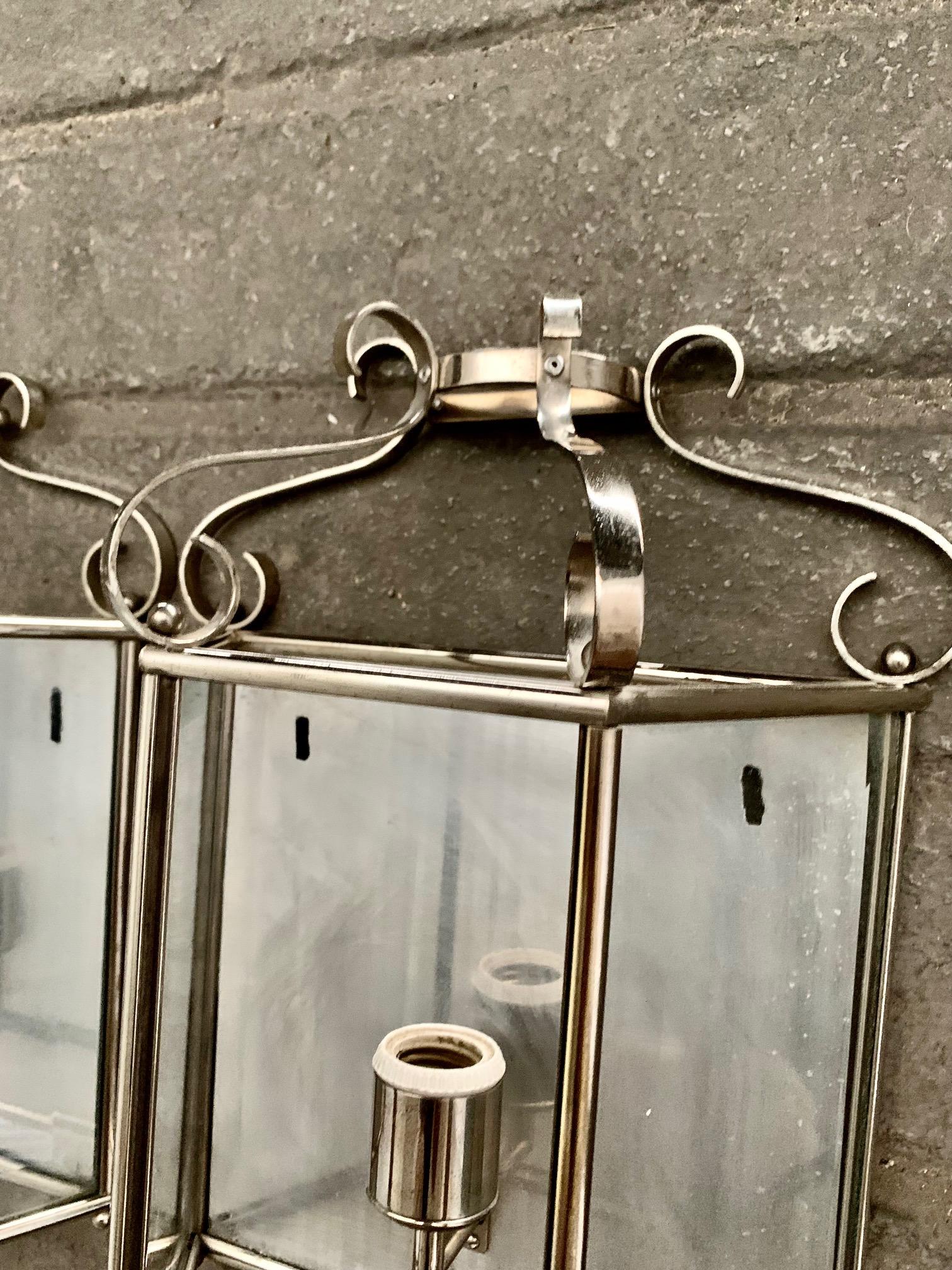 Pair 1960's Wall Sconces in Chromed Metal and Glass For Sale 3