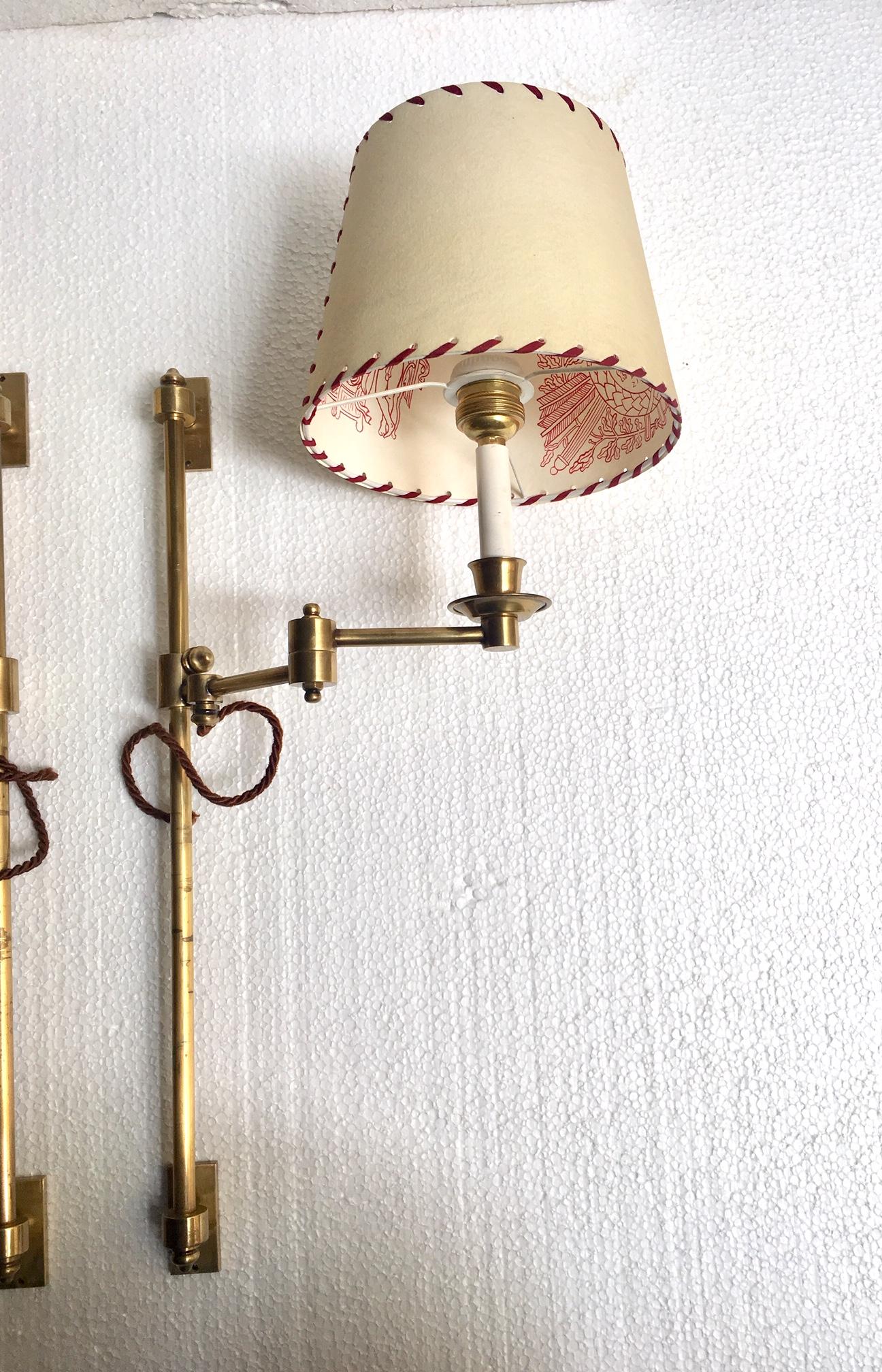 Pair 1970 Brass Retractable Wing Library Sconces 5