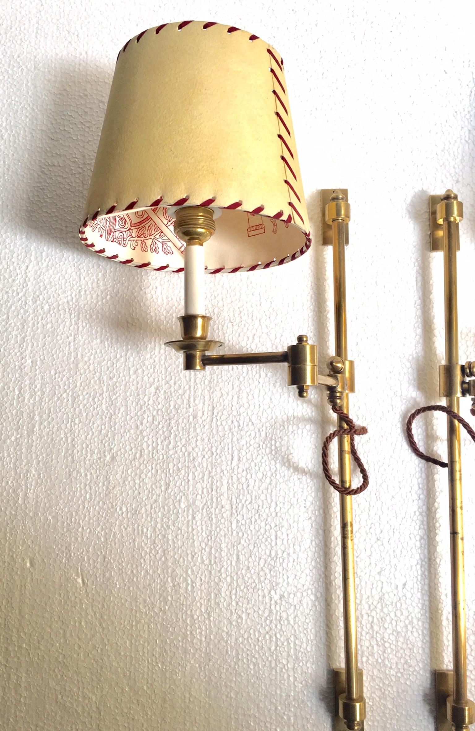 Pair 1970 Brass Retractable Wing Library Sconces 2