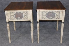 Pair 1970's Distressed Painted Venetian Style End Tables