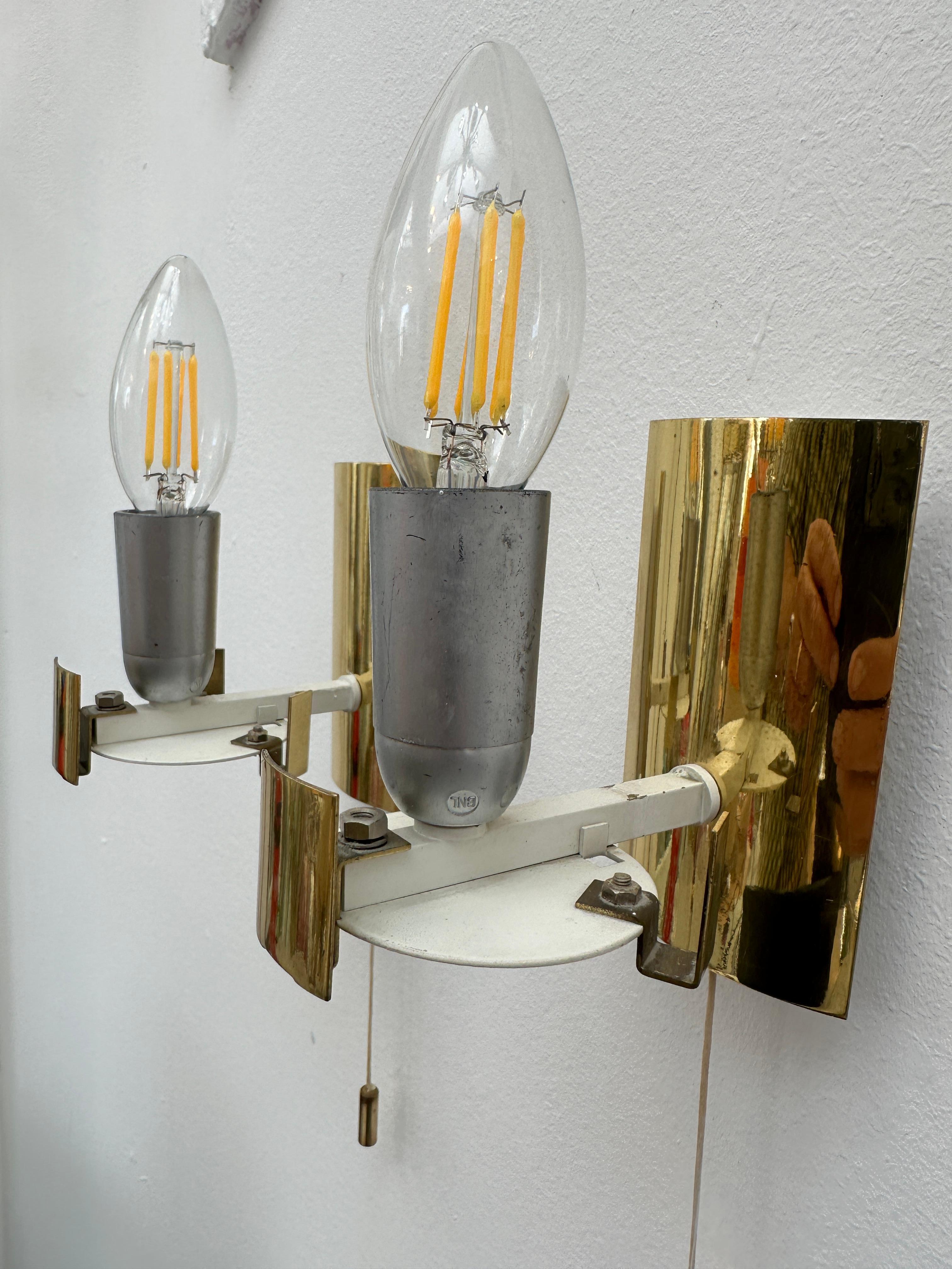 Pair 1970s German Tubular Frosted Glass Wall Lights Sconces Doria Leuchten Style For Sale 11