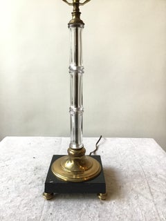 Paire de lampes de table en verre et laiton des années 1970:: signées Chapman