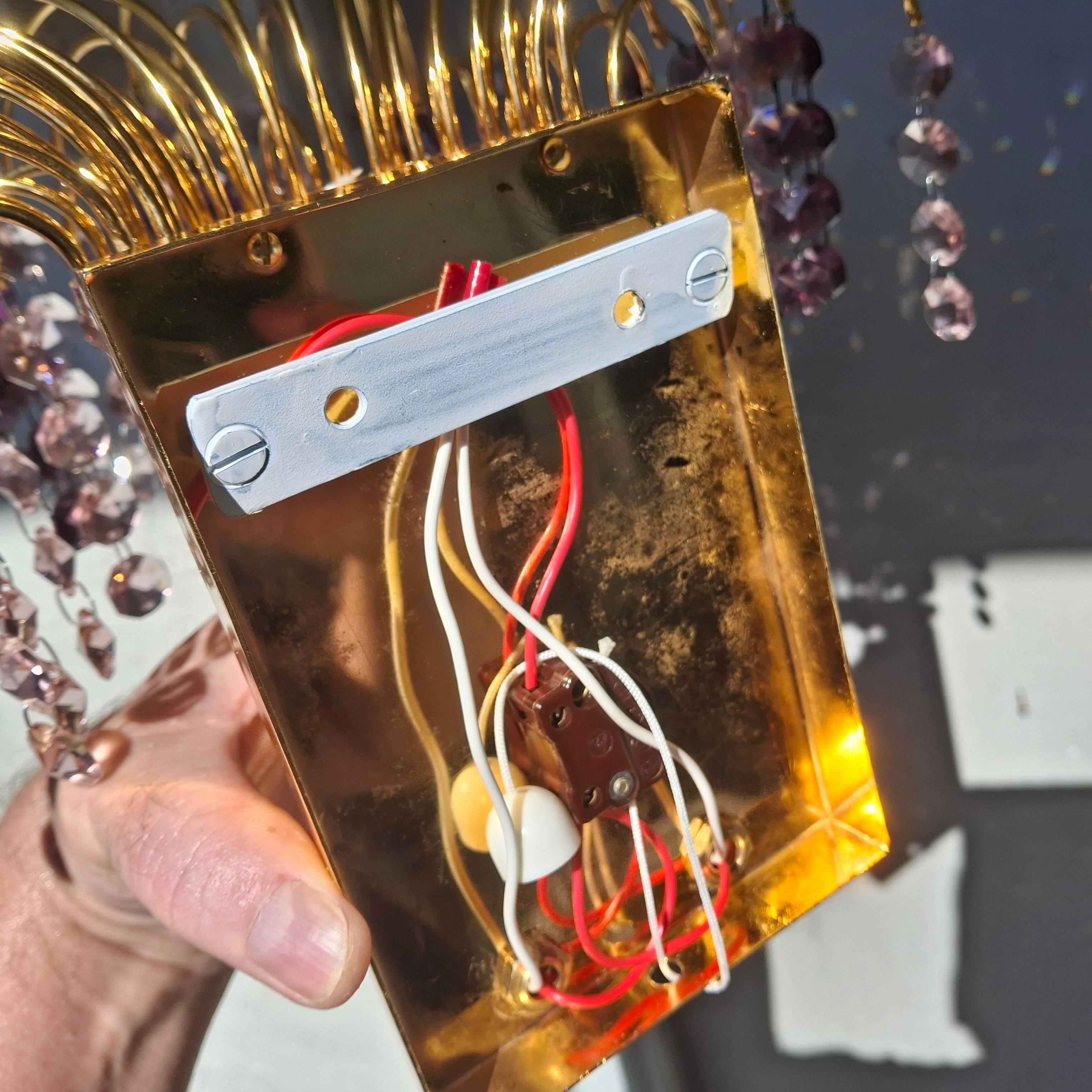 Paire d'appliques à cascade en cristal taillé en améthyste, Hollywood Regency, 1970, par Palwa en vente 7