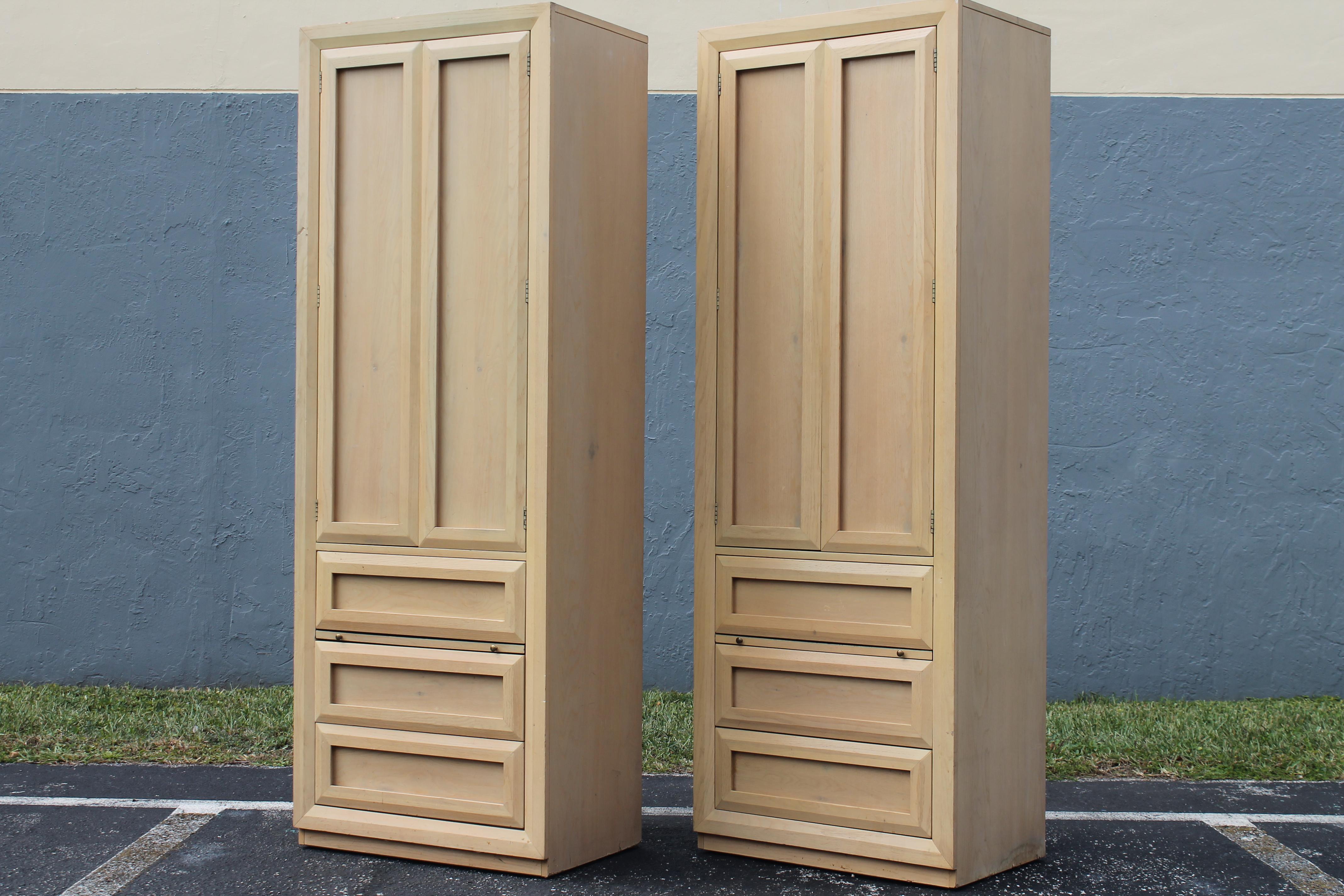Pair 1970's Hollywood Regency style Tall Bed Side Cabinets/ Night Stands For Sale 5