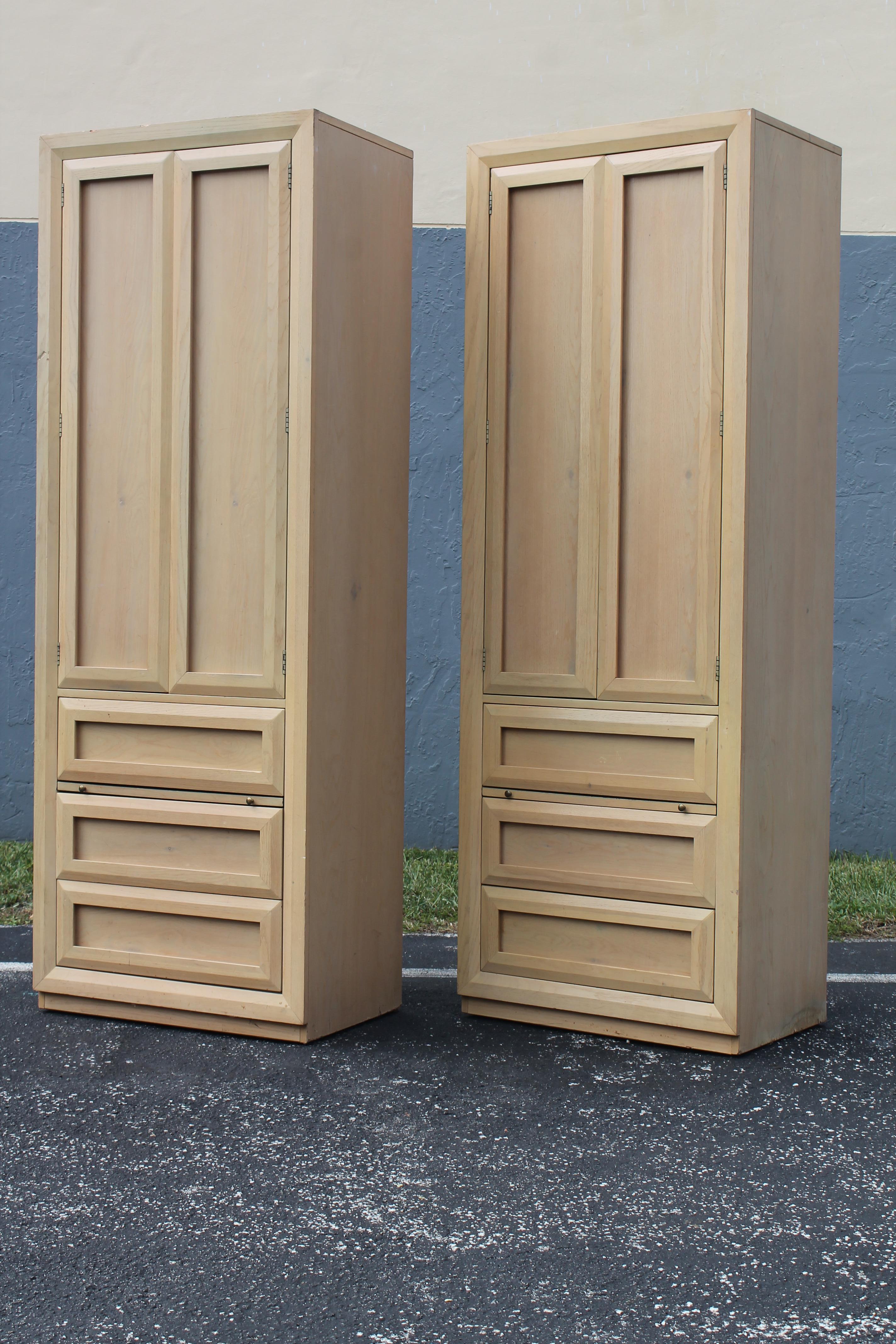 North American Pair 1970's Hollywood Regency style Tall Bed Side Cabinets/ Night Stands For Sale