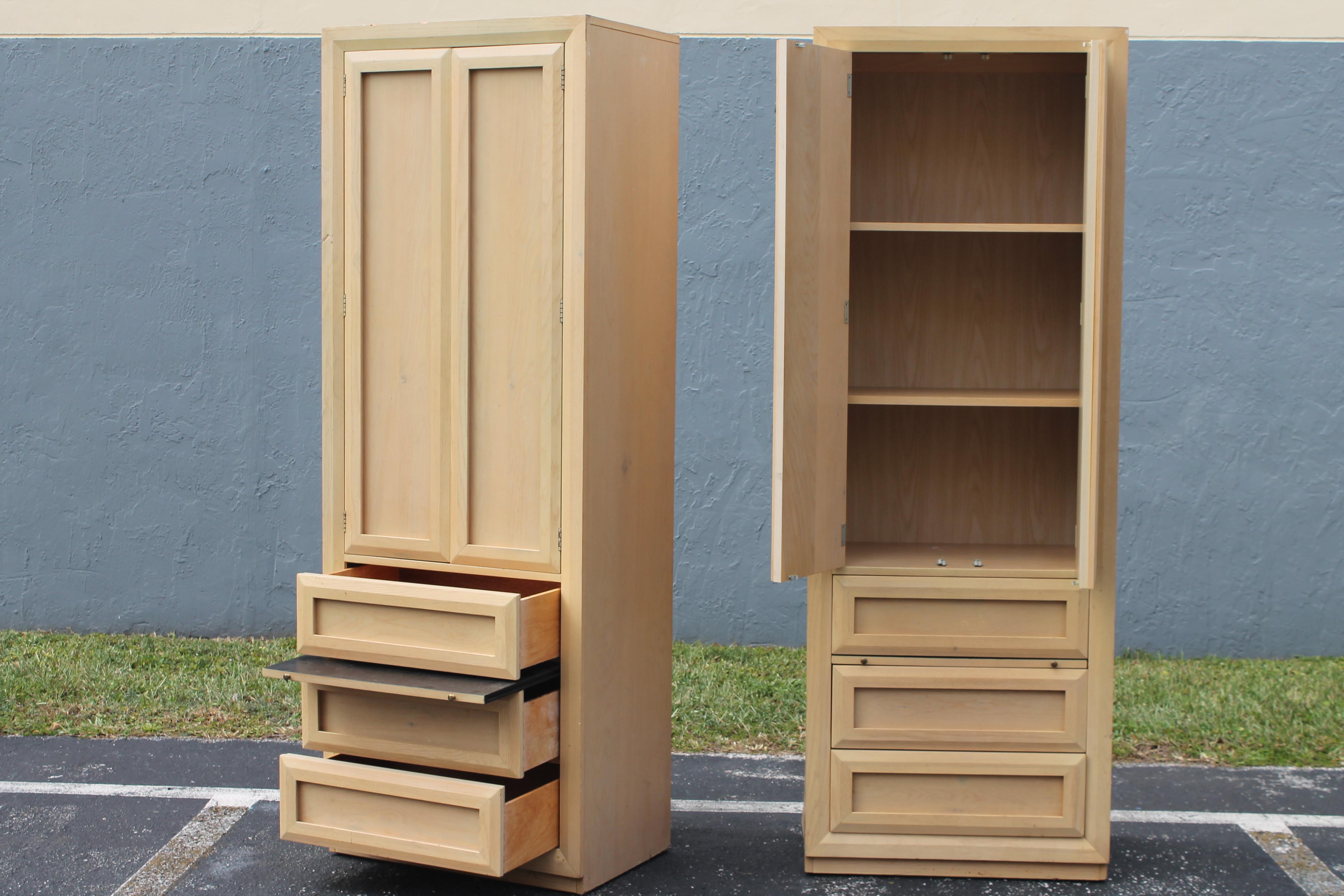 Late 20th Century Pair 1970's Hollywood Regency style Tall Bed Side Cabinets/ Night Stands For Sale