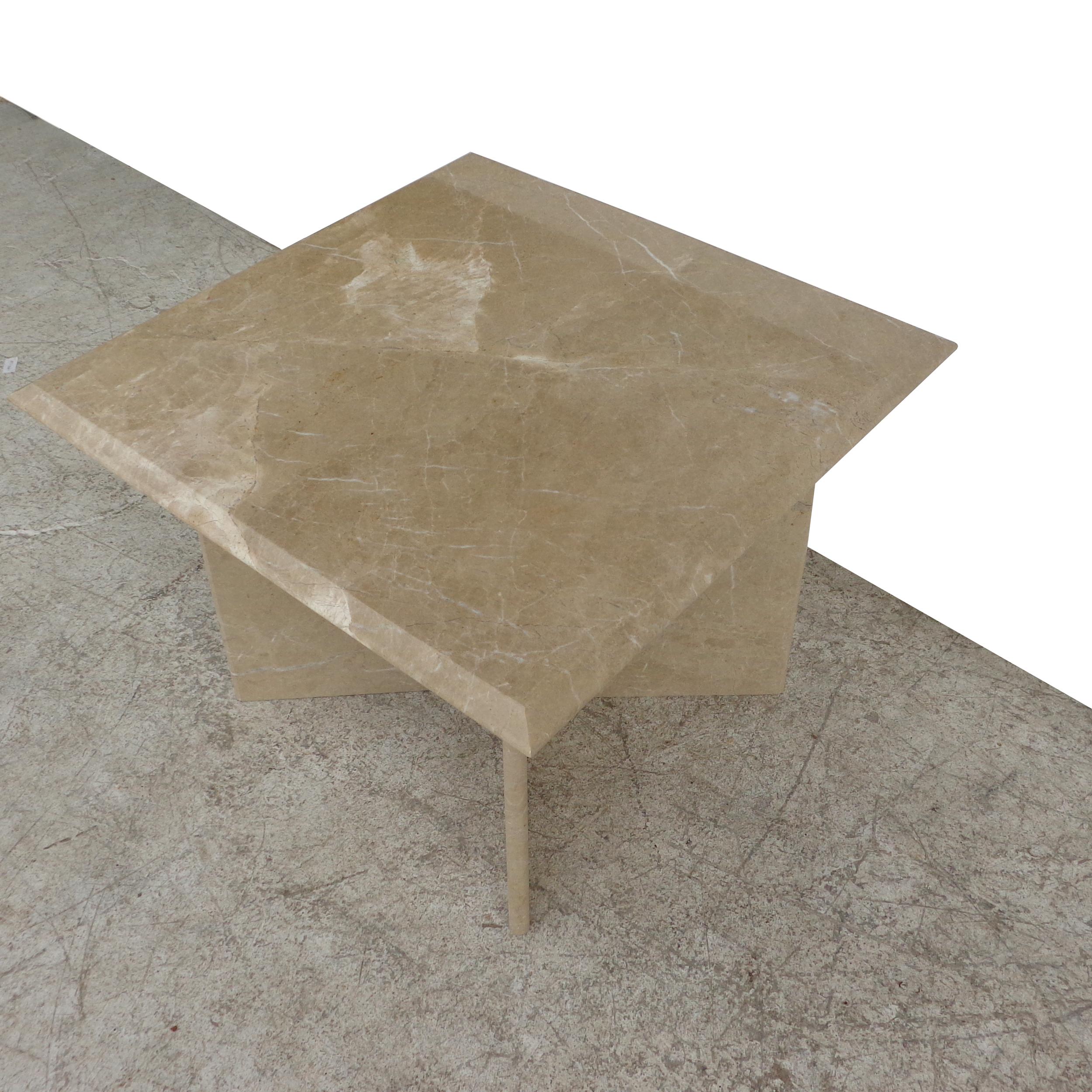 Pair 1970s Italian Travertine Pedestal Side Tables In Good Condition For Sale In Pasadena, TX