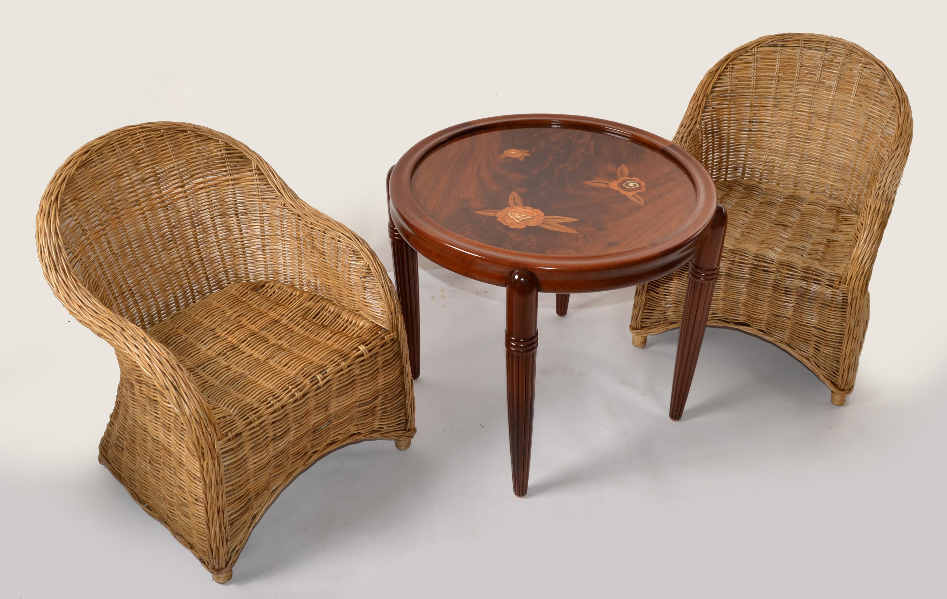 Bohémien Coppia di sedie da salotto in rattan per bambini in stile bohémien degli anni '70, realizzate a mano in stile metà del secolo scorso. in vendita