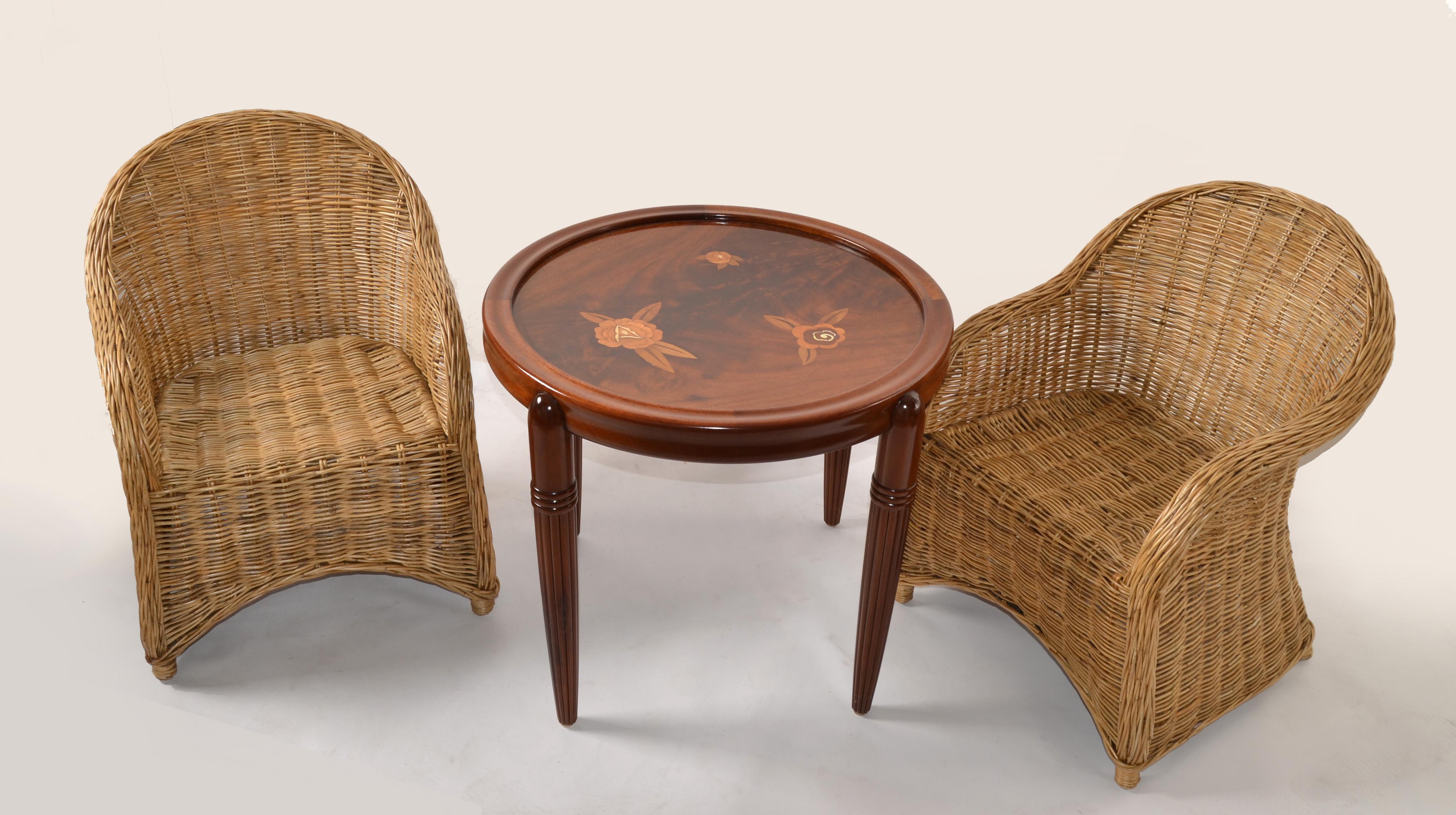 Fatto a mano Coppia di sedie da salotto in rattan per bambini in stile bohémien degli anni '70, realizzate a mano in stile metà del secolo scorso. in vendita